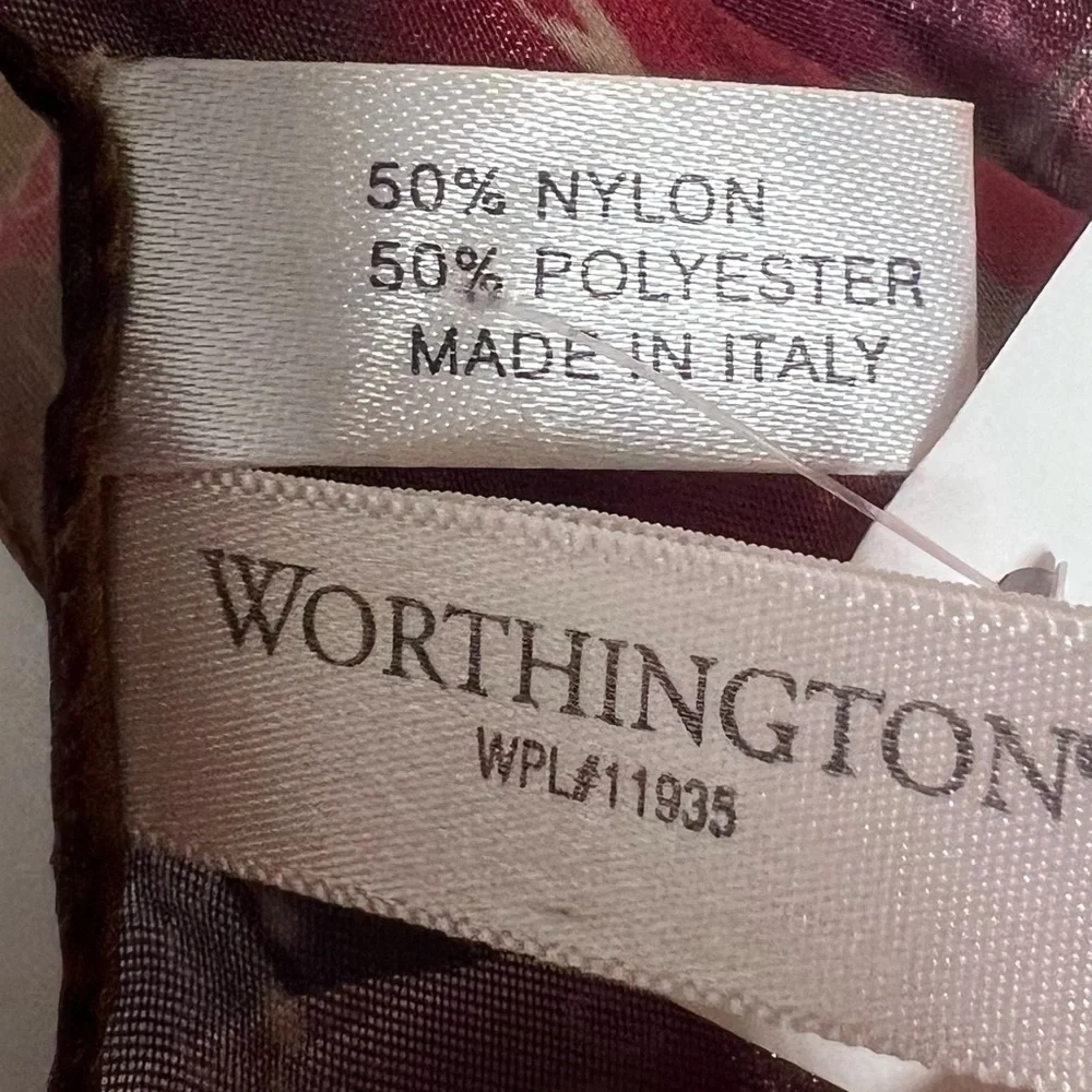 NWT Worthington Crimson & Gold Neck Scarf